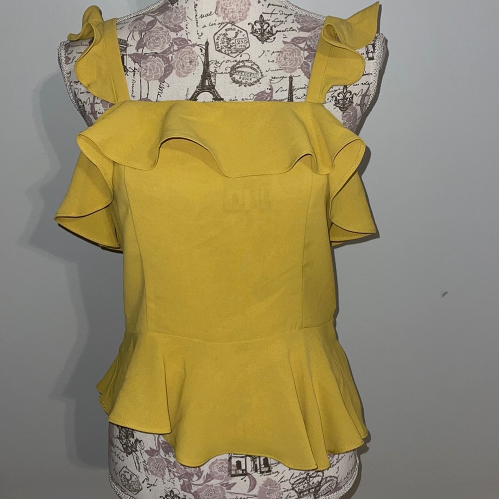 Chriselle X Joa Yellow Gold Ruffle Tank Medium  NEW